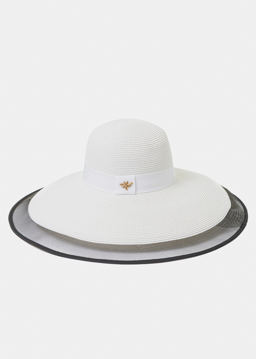 White Straw Hat w/ Black Details